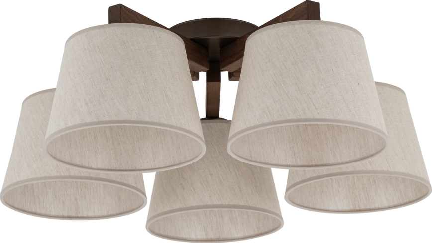 Brilagi - Pinnalle asennettava kattovalaisin LATTE 5xE27/60W/230V mänty/kerma