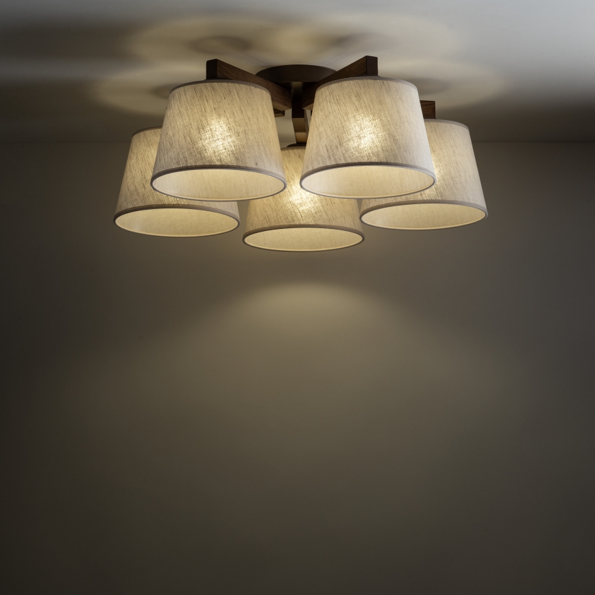 Brilagi - Pinnalle asennettava kattovalaisin LATTE 5xE27/60W/230V mänty/kerma