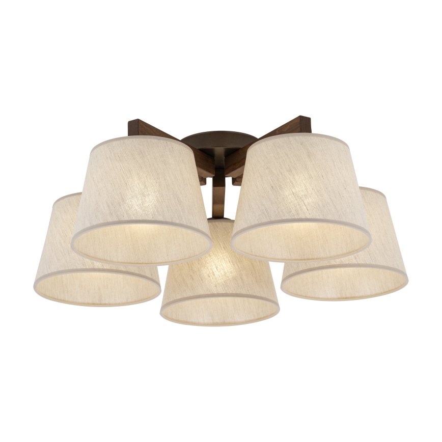 Brilagi - Pinnalle asennettava kattovalaisin LATTE 5xE27/60W/230V mänty/kerma