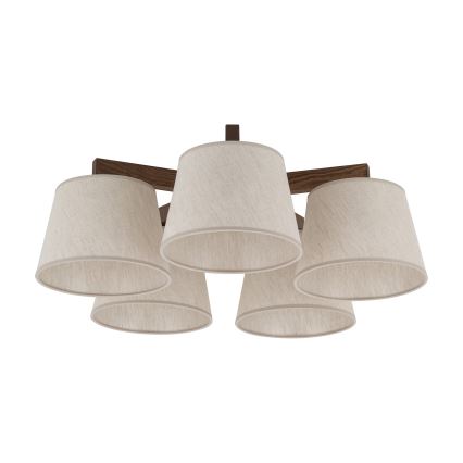 Brilagi - Pinnalle asennettava kattovalaisin LATTE 5xE27/60W/230V mänty/kerma