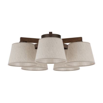 Brilagi - Pinnalle asennettava kattovalaisin LATTE 5xE27/60W/230V mänty/kerma