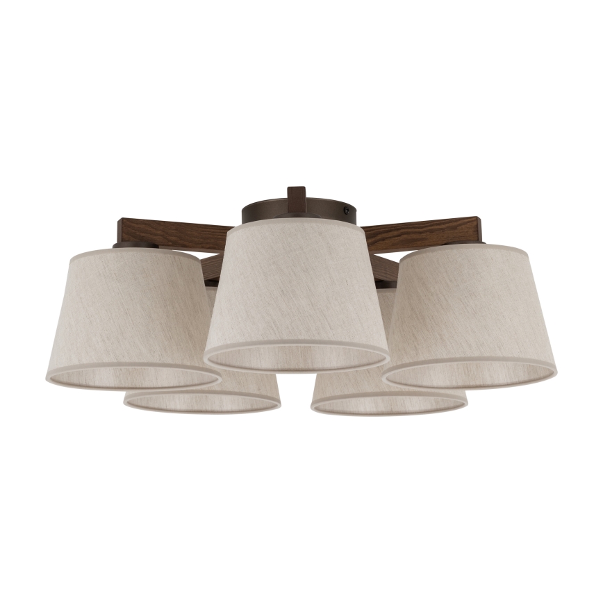 Brilagi - Pinnalle asennettava kattovalaisin LATTE 5xE27/60W/230V mänty/kerma