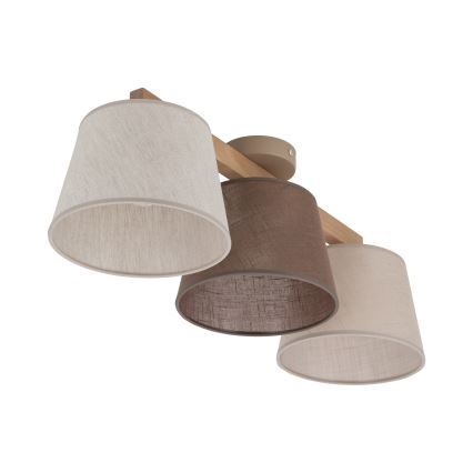 Brilagi - Pinta-asennettava kattovalaisin LATTE 3xE27/60W/230V mänty/sekaväri