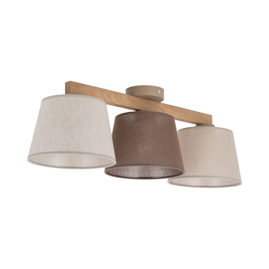 Brilagi - Pinta-asennettava kattovalaisin LATTE 3xE27/60W/230V mänty/sekaväri