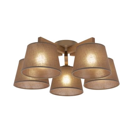 Brilagi - Pinta-asennettava kattovalaisin LATTE SABIA 5xE27/60W/230V mänty/ruskea