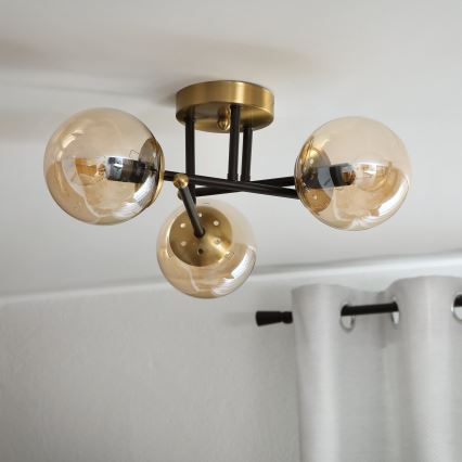 Brilagi - Pinta-asennettava kattovalaisin MALIVA 3xE14/15W/230V kultainen