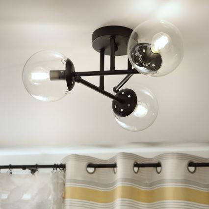 Brilagi - Pinta-asennettava kattovalaisin MALIVA 3xE14/15W/230V musta/kirkas