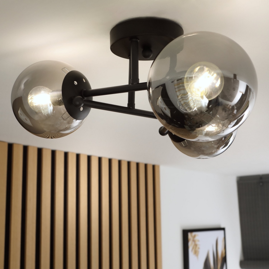 Brilagi - Pinta-asennettava MALIVA-kattokruunu 3xE14/15W/230V musta/savunharmaa