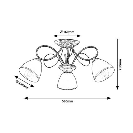 Brilagi - Pinta-asenteinen kattokruunu FRED 3xE27/60W/230V halkaisija 59 cm kiiltävä kromi