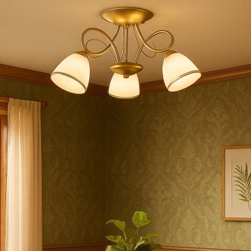 Brilagi - Pintakiinnitettävä kattovalaisin FRED 3xE27/60W/230V, halkaisija 59 cm, kullanvärinen