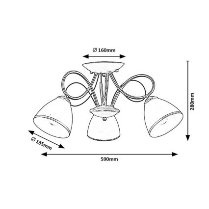 Brilagi - Pintakiinnitettävä kattovalaisin FRED 3xE27/60W/230V, halkaisija 59 cm, kullanvärinen