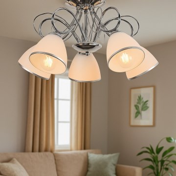 Brilagi - Pintakiinnitteinen kattokruunu FRED 5xE27/60W/230V halkaisija 59 cm kiiltävä kromi