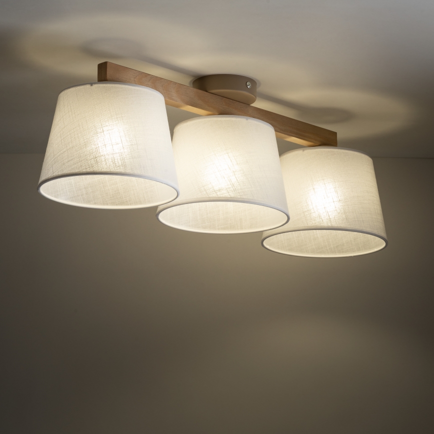 Brilagi - Pintakiinnitteinen kattokruunu LATTE SABIA 3xE27/60W/230V mänty/valkoinen