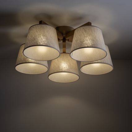 Brilagi - Pintakiinnitteinen kattokruunu LATTE SABIA 5xE27/60W/230V mänty/kerma