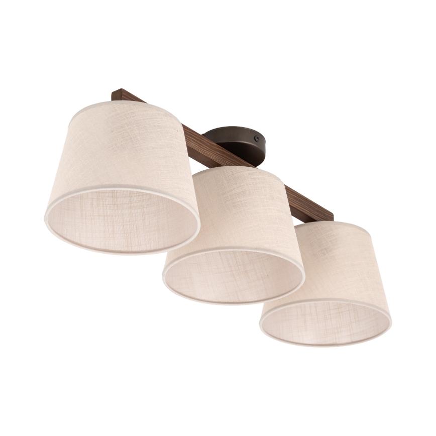 Brilagi - Pintakiinnitteinen kattovalaisin LATTE 3xE27/60W/230V mänty/beige