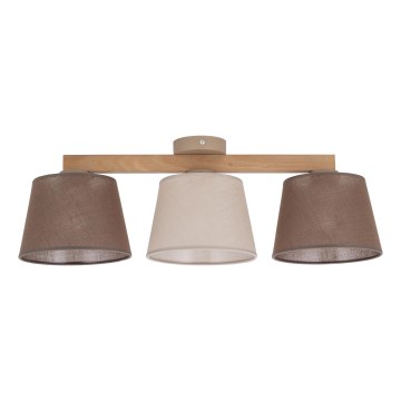Brilagi - Pintakiinnitteinen kattovalaisin LATTE SABIA 3xE27/15W/230V mänty/sekaväri