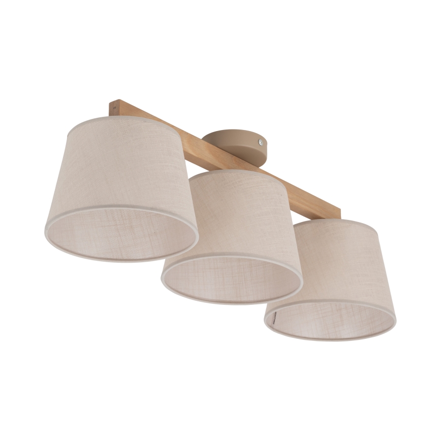 Brilagi - Pintakiinnitteinen kattovalaisin LATTE SABIA 3xE27/60W/230V mänty/beige