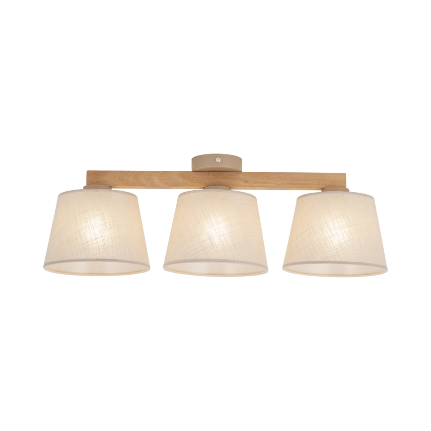Brilagi - Pintakiinnitteinen kattovalaisin LATTE SABIA 3xE27/60W/230V mänty/beige