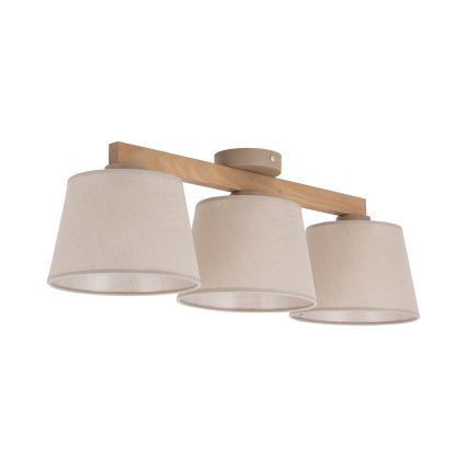 Brilagi - Pintakiinnitteinen kattovalaisin LATTE SABIA 3xE27/60W/230V mänty/beige