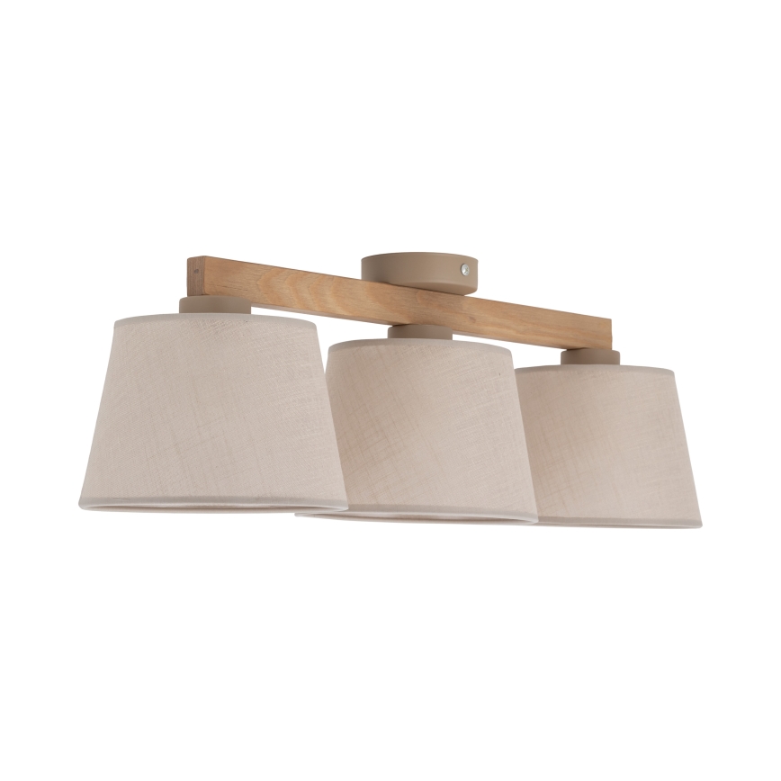 Brilagi - Pintakiinnitteinen kattovalaisin LATTE SABIA 3xE27/60W/230V mänty/beige