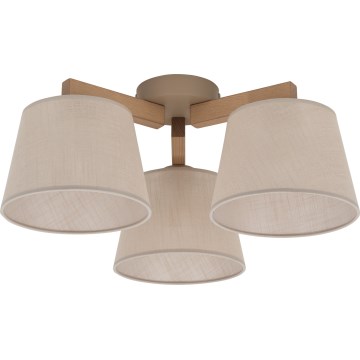 Brilagi - Pintakiinnitteinen kattovalaisin LATTE SABIA 3xE27/60W/230V mänty/beige