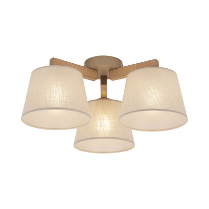 Brilagi - Pintakiinnitteinen kattovalaisin LATTE SABIA 3xE27/60W/230V mänty/beige