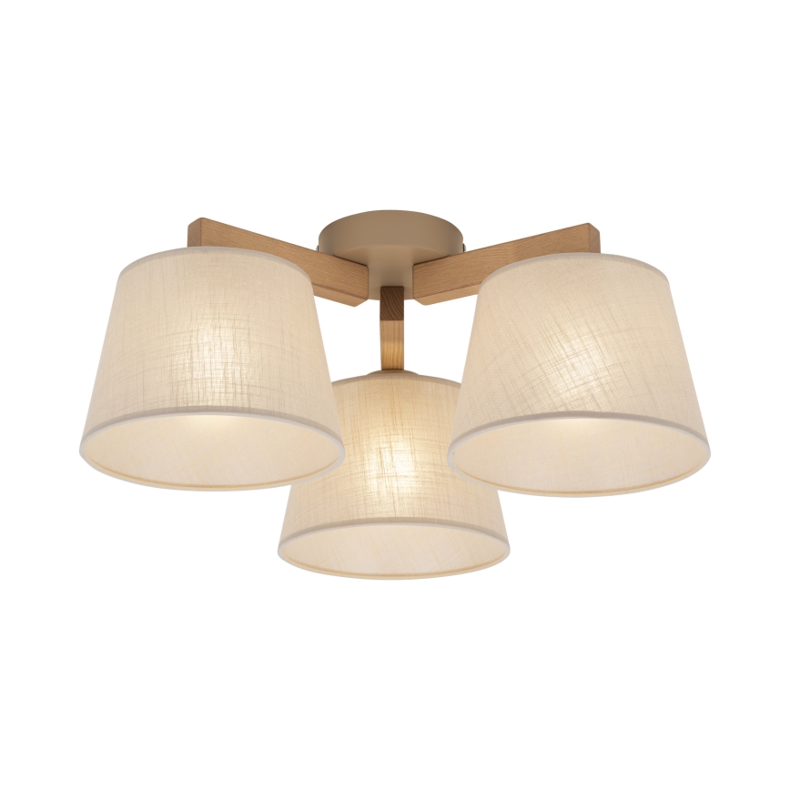 Brilagi - Pintakiinnitteinen kattovalaisin LATTE SABIA 3xE27/60W/230V mänty/beige