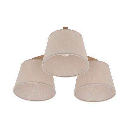 Brilagi - Pintakiinnitteinen kattovalaisin LATTE SABIA 3xE27/60W/230V mänty/beige