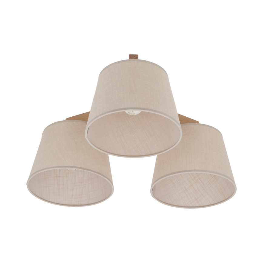 Brilagi - Pintakiinnitteinen kattovalaisin LATTE SABIA 3xE27/60W/230V mänty/beige
