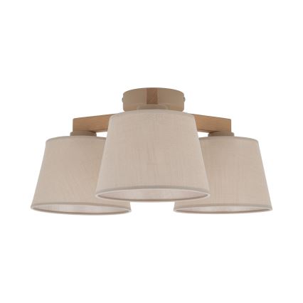 Brilagi - Pintakiinnitteinen kattovalaisin LATTE SABIA 3xE27/60W/230V mänty/beige