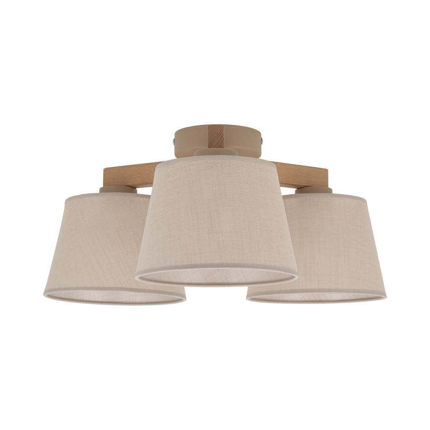 Brilagi - Pintakiinnitteinen kattovalaisin LATTE SABIA 3xE27/60W/230V mänty/beige