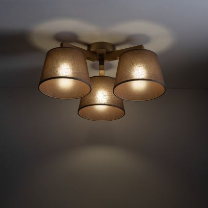 Brilagi - Pintakiinnitteinen kattovalaisin LATTE SABIA 3xE27/60W/230V mänty/ruskea