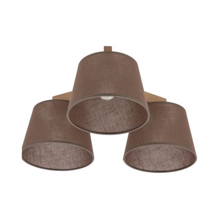 Brilagi - Pintakiinnitteinen kattovalaisin LATTE SABIA 3xE27/60W/230V mänty/ruskea