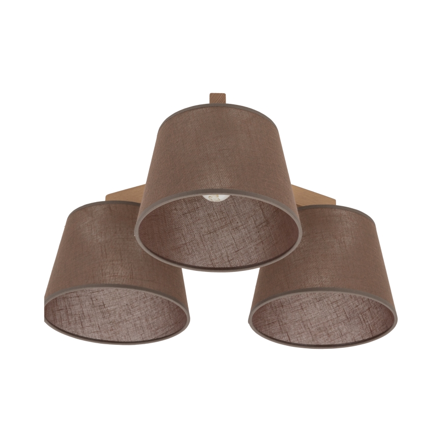 Brilagi - Pintakiinnitteinen kattovalaisin LATTE SABIA 3xE27/60W/230V mänty/ruskea