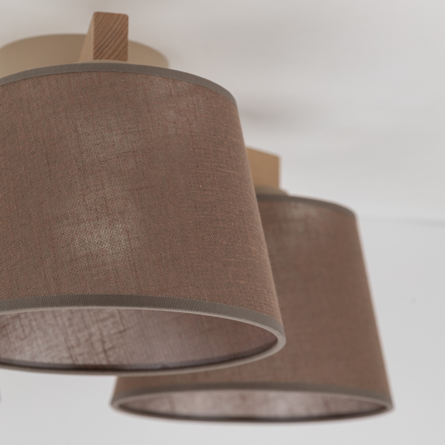 Brilagi - Pintakiinnitteinen kattovalaisin LATTE SABIA 3xE27/60W/230V mänty/ruskea