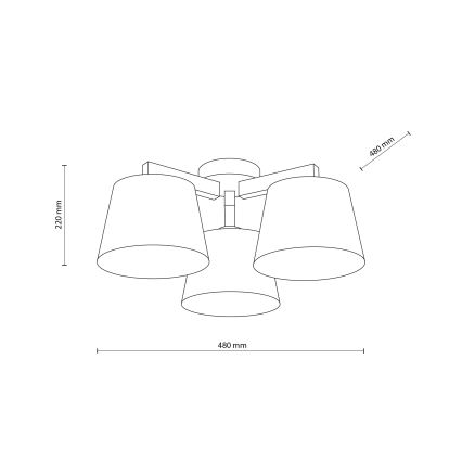 Brilagi - Pintakiinnitteinen kattovalaisin LATTE SABIA 3xE27/60W/230V mänty/ruskea