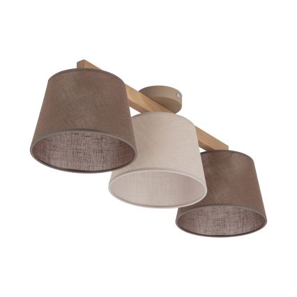 Brilagi - Pintakiinnitteinen kattovalaisin LATTE SABIA 3xE27/60W/230V mänty/sekaväri