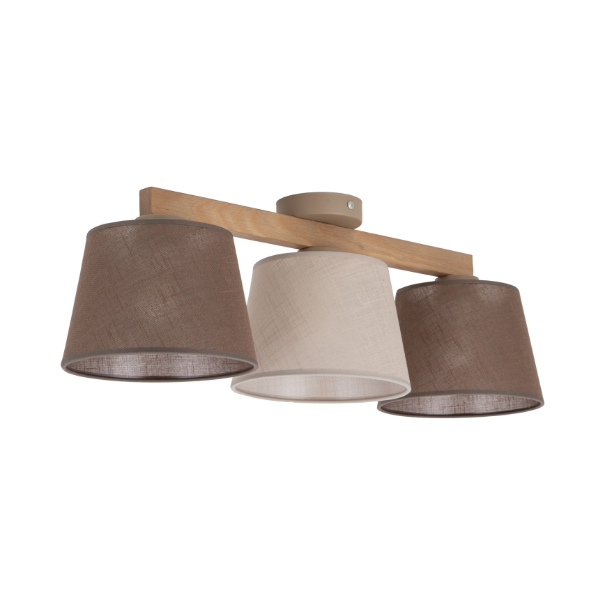 Brilagi - Pintakiinnitteinen kattovalaisin LATTE SABIA 3xE27/60W/230V mänty/sekaväri