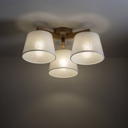 Brilagi - Pintakiinnitteinen kattovalaisin LATTE SABIA 3xE27/60W/230V mänty/valkoinen