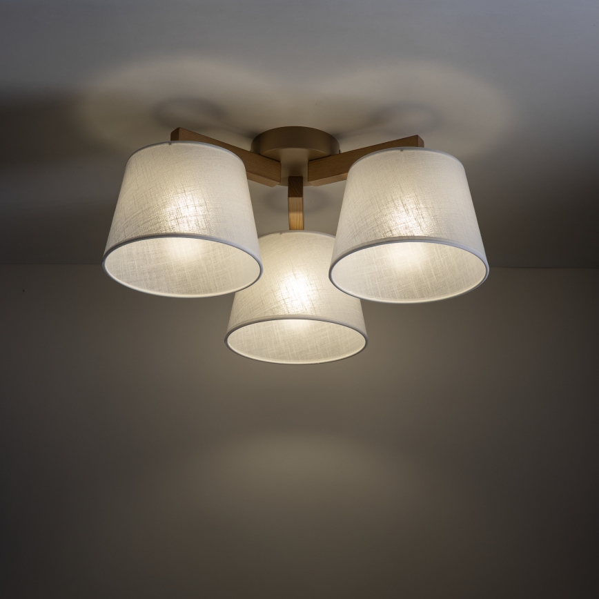 Brilagi - Pintakiinnitteinen kattovalaisin LATTE SABIA 3xE27/60W/230V mänty/valkoinen