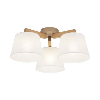 Brilagi - Pintakiinnitteinen kattovalaisin LATTE SABIA 3xE27/60W/230V mänty/valkoinen