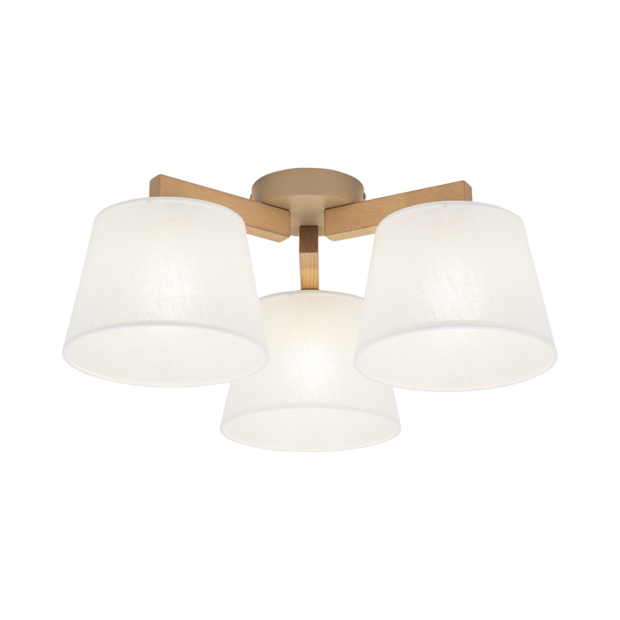 Brilagi - Pintakiinnitteinen kattovalaisin LATTE SABIA 3xE27/60W/230V mänty/valkoinen