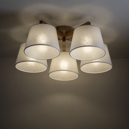 Brilagi - pintakiinnitteinen kattovalaisin LATTE SABIA 5xE27/60W/230V mänty/valkoinen