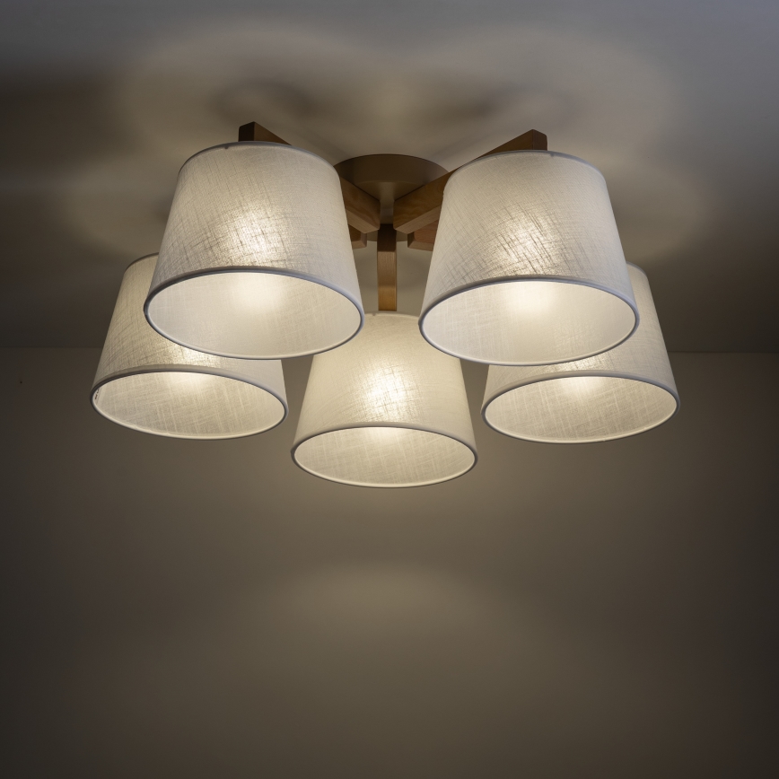 Brilagi - pintakiinnitteinen kattovalaisin LATTE SABIA 5xE27/60W/230V mänty/valkoinen