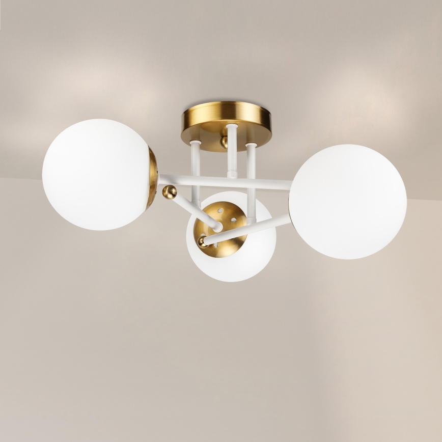 Brilagi - Pintakiinnitteinen kattovalaisin MALIVA 3xE14/15W/230V kulta/valkoinen