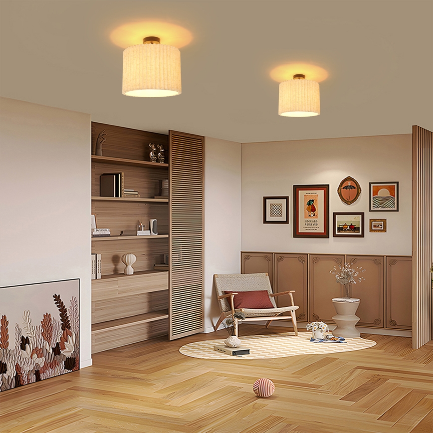 Brilagi - Pintakiinnitteinen kattovalaisin NORDIC WAVE 1xE27/15W/230V halkaisija 32 cm pellava/musta