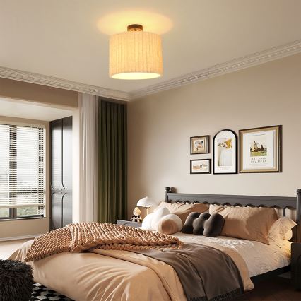 Brilagi - Pintakiinnitteinen kattovalaisin NORDIC WAVE 1xE27/15W/230V halkaisija 32 cm pellava/musta