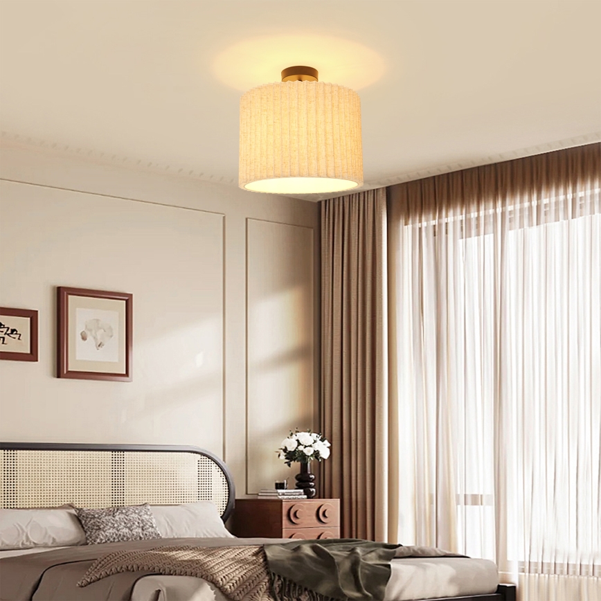 Brilagi - Pintakiinnitteinen kattovalaisin NORDIC WAVE 1xE27/15W/230V halkaisija 32 cm pellava/musta