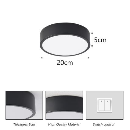 Brilagi - POOL LED -kattovalaisin LED/18W/230V, 3000/4500/6000K, Ø 20 cm, musta