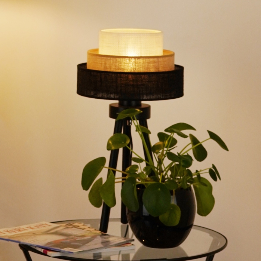 Brilagi - Pöytävalaisin ASPEN LUNETA 1xE27/15W/230V musta/beige/kerma